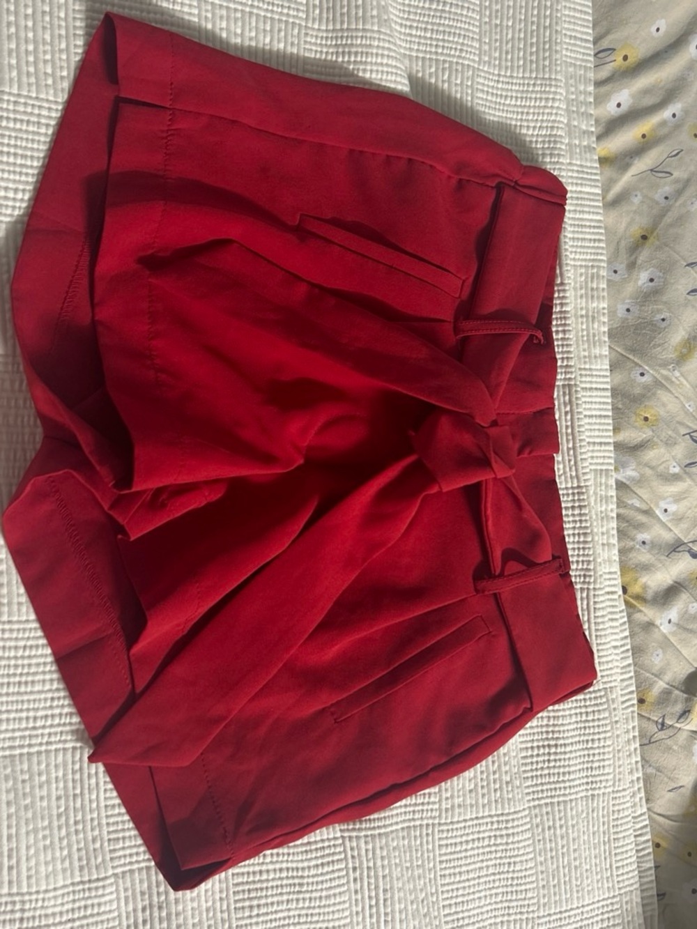 High-Waist Red Tie-Front Women's Shorts